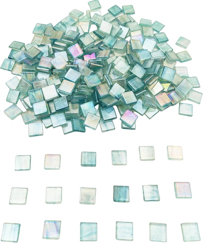 1.1 LB Ice Jade Mosaic Tiles, 0.59“ Square Glass Mosaic Pieces - Image 4