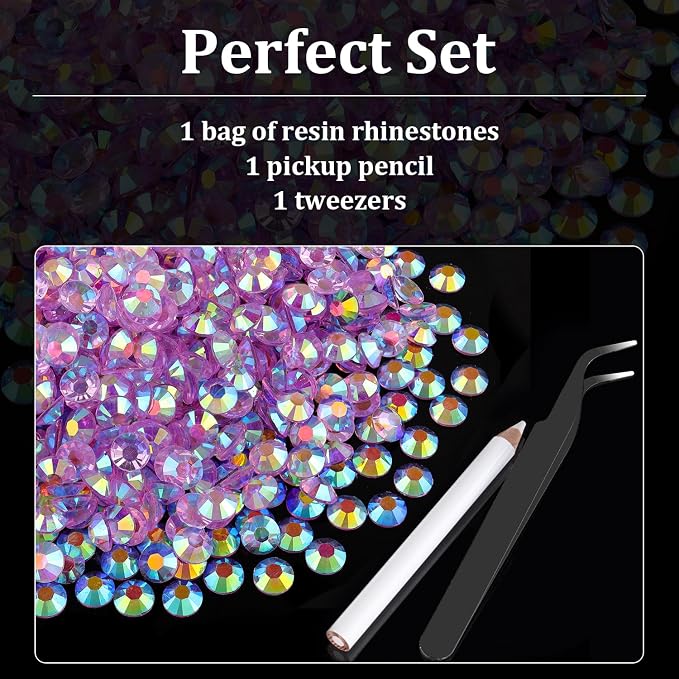 1500pcs 6mm Resin Rhinestones Bulk, Transparent Lavender Purple AB Flatback - Image 4