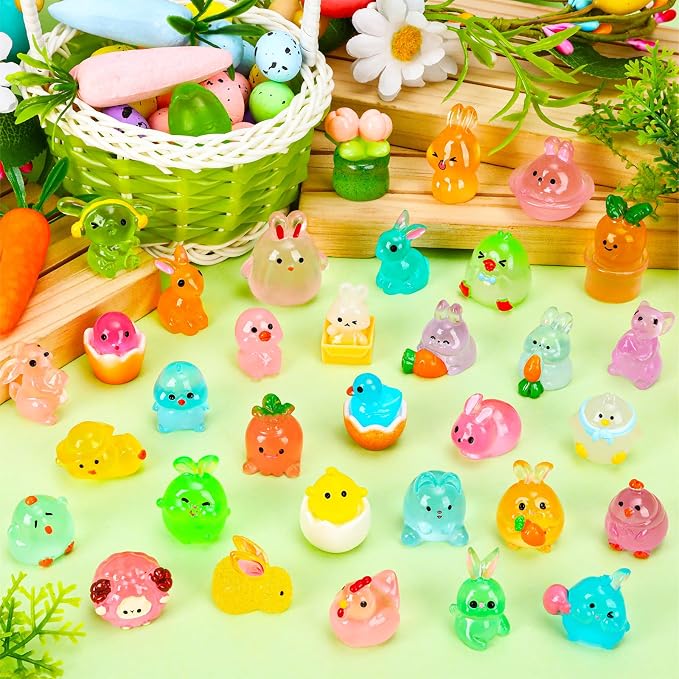 56 Pcs Easter Luminous Mini Resin Figurines 56 Style Glow in The Dark Little - Image 2