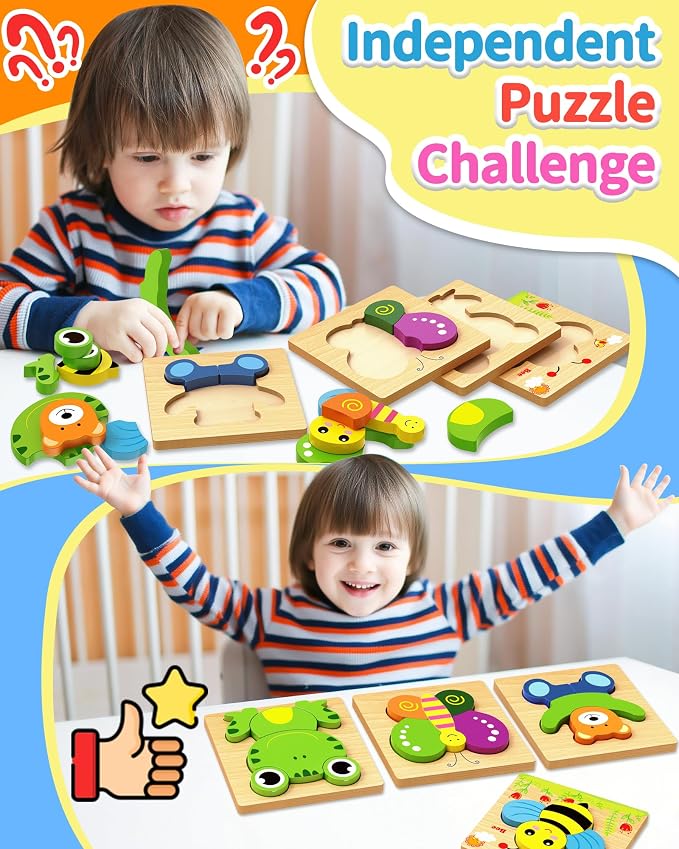 Bekayshad Wooden Puzzles Toddler Toys Gifts - Image 3
