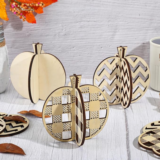 Huwena 36 Pcs Fall Crafts Set 24 Wooden Pumpkin Cutouts - Image 3