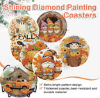 ijbnhd 8 Pcs Diamond Art Coasters Kits Autumn | Diamond Painting Coasters Kit - Image 8
