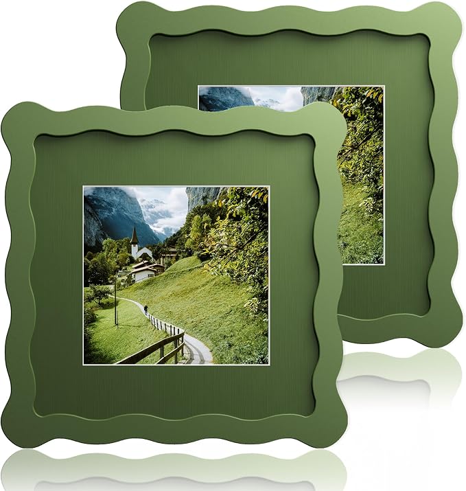 6x6 Wavy Picture Frame With Mat by Unknown