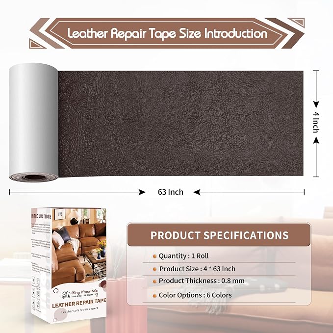 KING MOUNTAIN Leather Repair Patch, 4 x 63 Inches self Adhesive Leather Repair - Image 4