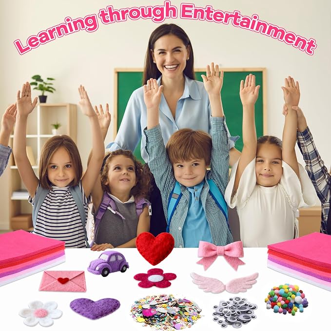 gisgfim 42Pcs Valentine's Day Pink-Purple Felt Fabric Sheet Craft Kit 8 x 12 - Image 6