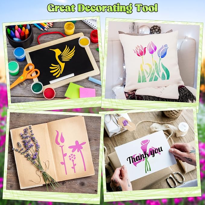 Marspark 72 Pcs Small Stencils for Crafts Reusable 3 Inch Stencils for Painting - Image 6