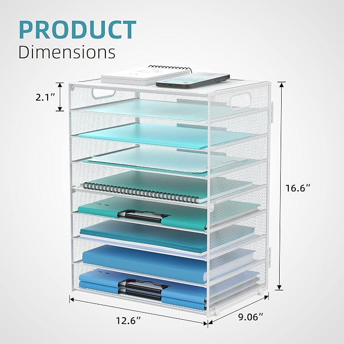 DALTACK 9-Tier Paper Organizer for Desk, Mesh Letter Tray Desk Organizer - Image 3