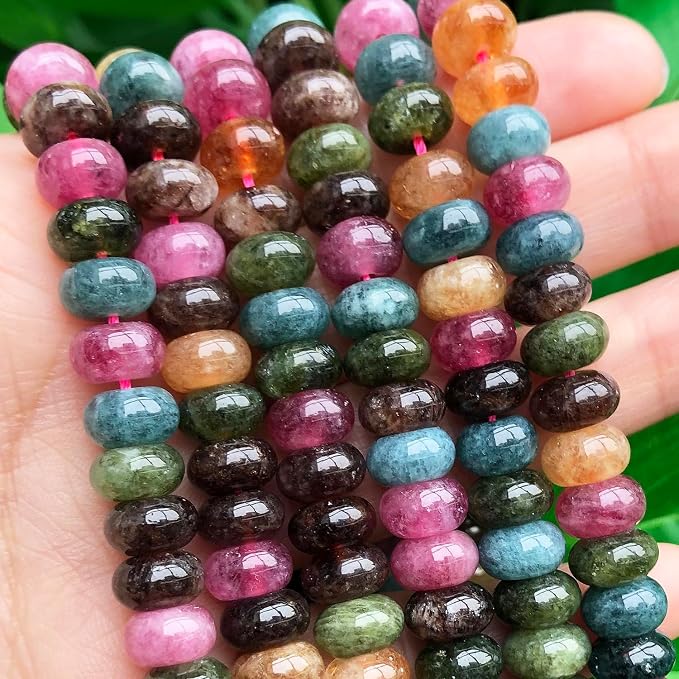 Songxi 5x8mm Dark Tourmaline Rondelle Beads, Gemstone - Image 2
