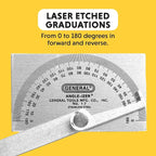 General Tools Angle Protractor #17 Stainless Steel Square Head - Image 5
