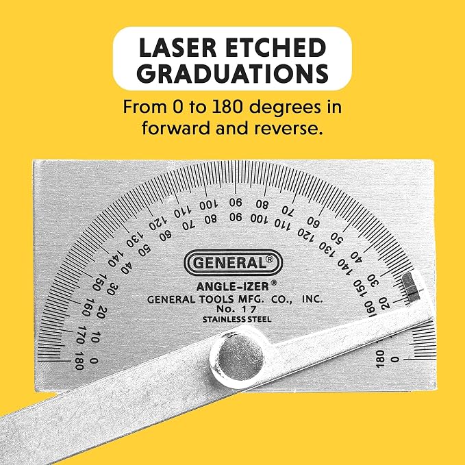 General Tools Angle Protractor #17 Stainless Steel Square Head - Image 5