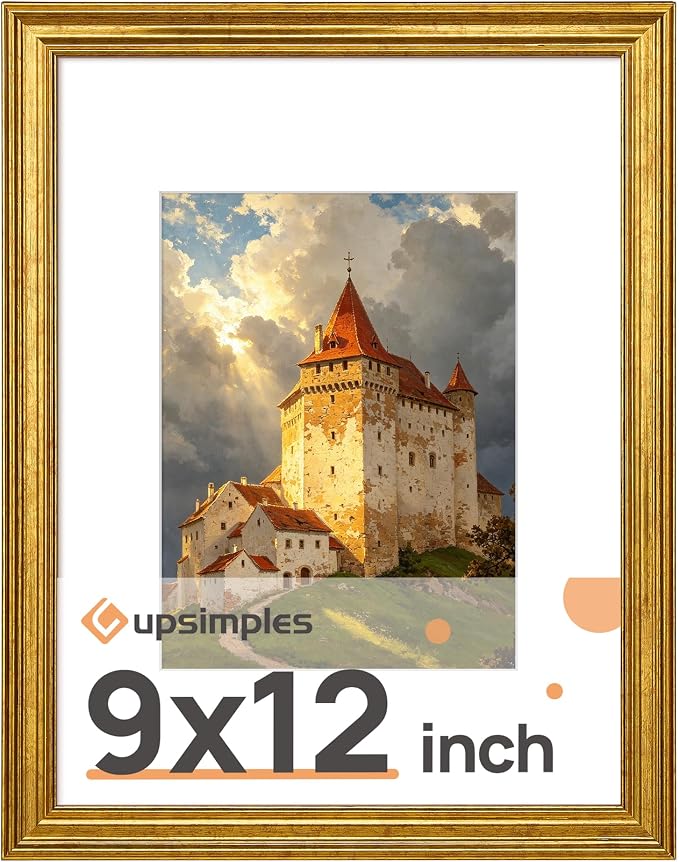 upsimples 9x12 Picture Frame, Vintage Frames Decor, Wall or Tabletop Display by upsimples