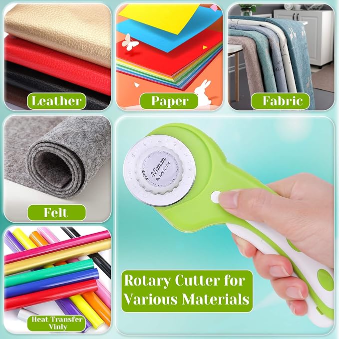 Rotary Cutter Set, Audab Self Healing Sewing Mats Rotary Cutter and Mat 45mm - Image 7