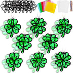 32 Sets St Patricks Day Suncatchers Craft Kit DIY shamrock Window Stained Glass by Lonfliness