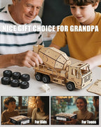 3D Wooden Puzzles Cement Mixer Truck - Image 7