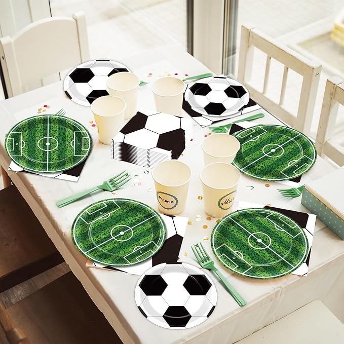 Qyeahkj 100 Pcs Soccer Party Plates and Napkins Set, Sports Birthday Party - Image 5