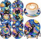10 PCS Black Cat Diamond Art Coasters Kit by EWJRNSFDiamondPainting