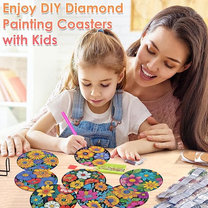 ijbnhd 8 Pcs Flowers Diamond Art Coasters - Image 4