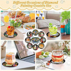 Clendo 8 Pcs 5D Book Diamond Art Coasters Kits - Image 6