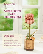rowood Artifical Flower, Wood Flower Building Toy Set, Mother's Day/Valentine's - Image 3
