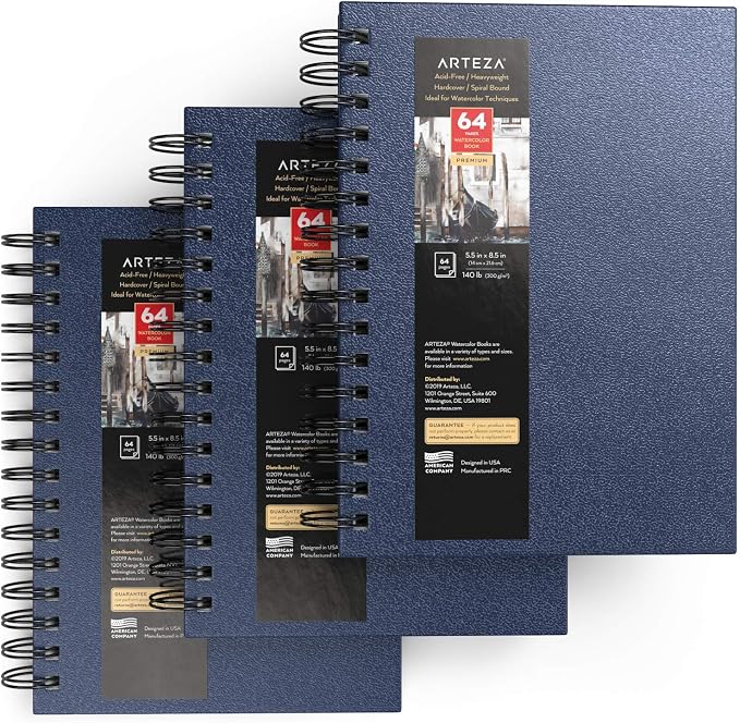 ARTEZA Watercolor Sketchbook Set, 64 Pages per Book, 5.5 x 8.5 Inches, - Image 2