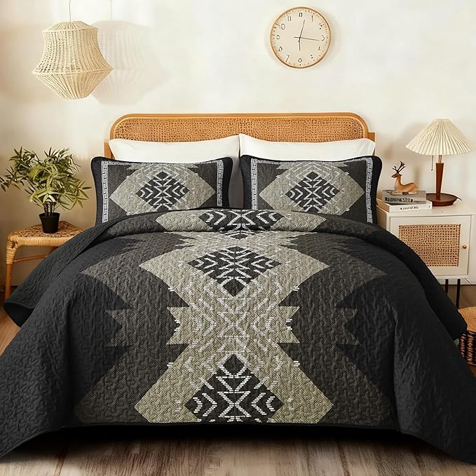 Dintszyayue Boho Quilt Set King Size, 3 Pieces Texture Southwestern Bedding Set by Dintszyayue