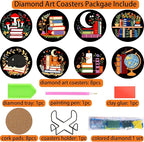 TDOOW Diamond Art Painting Coasters 8 Pcs Colorful Book Diamond Art Coasters - Image 3