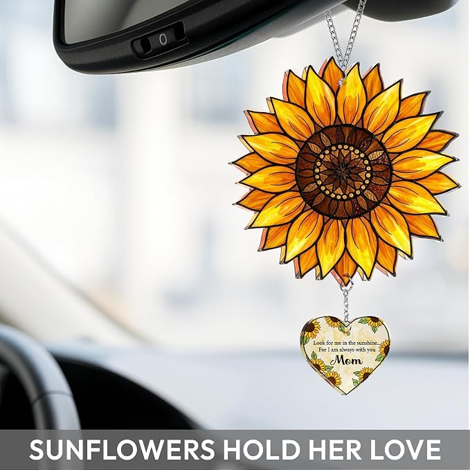 Sunflower Mom Memorial Acrylic Suncatcher Ornament, Loss of Mom Memorial Gifts - Image 3