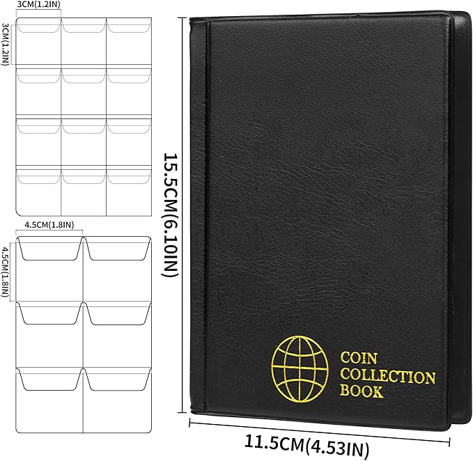 Coin Collection Book Holders for Collectors, 12 Mixed Pages 108 Pockets Coin - Image 2