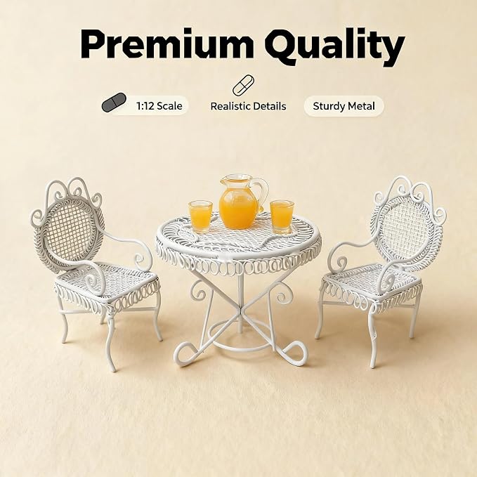 6 PCS Miniature Vintage Bistro Table & Chairs - Image 9