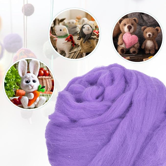 uxcell Needle Felting Wool, 8.5 Oz Nature Fibre Wool Yarn Roving - Image 4