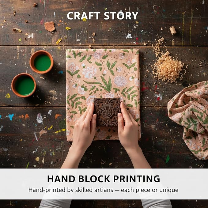 E-Tailor® Hand-Block Printed Pre-Cut Cotton Fabric Ideal - Image 5
