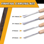Hand-Sharpened Wood Carving Tools Set of 4 Fishtail Chisels and Gouges - Image 2