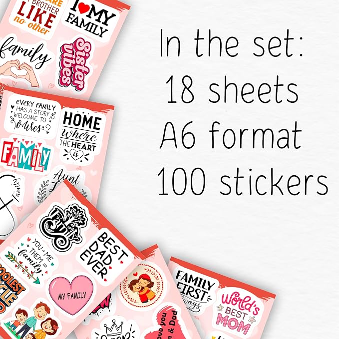 100Pcs Family Stickers for Scrapbooking, Water Bottle - Image 2