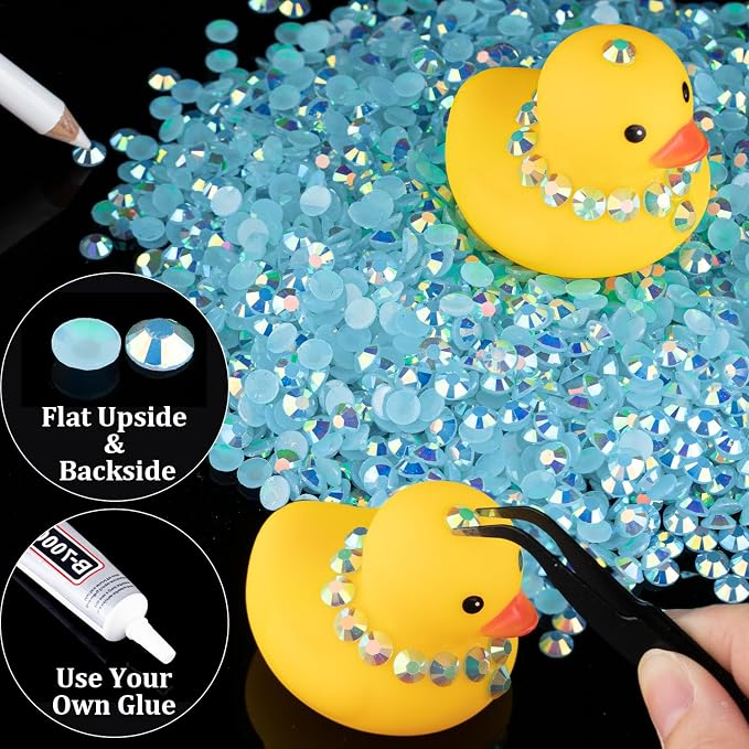 2500pcs 5mm Resin Rhinestones Bulk, Lake Blue AB Flatback Round Jelly - Image 4