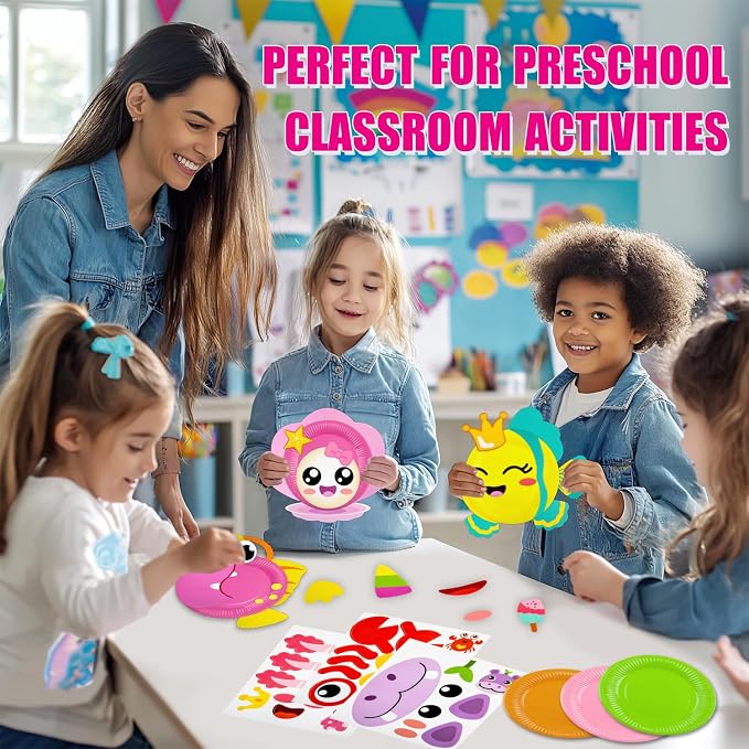 16 Pack Arts and Crafts for Kids, Toddler Crafts Animal Paper Plate Art Kit - Image 3