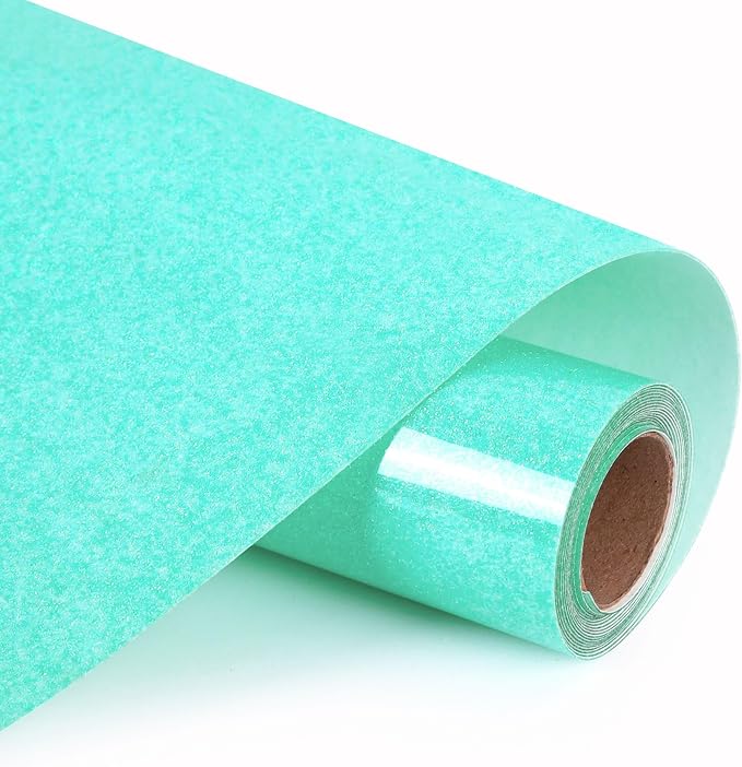 HTVVETUR Glitter Cyan Heat Transfer Vinyl, Glow in The Dark HTV Vinyl Roll 12" - Image 2