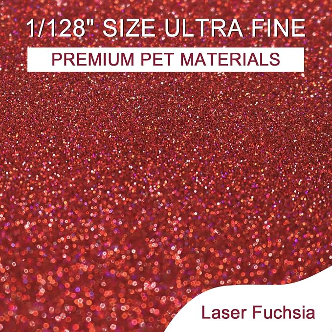 Ceya 3.8oz/ 110g Holographic Ultra Fine Glitter Powder Laser Fuchsia Glitter - Image 2