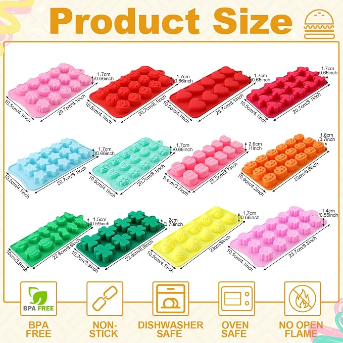 Lemonroad 12 Pcs Seasonal Silicone Mold Halloween Fall Christmas Candy Mold | - Image 2