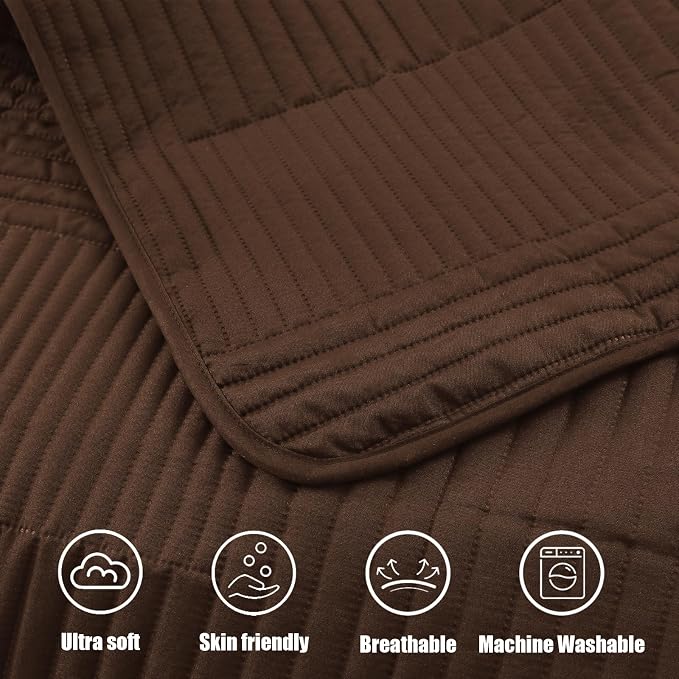 Whale Flotilla Ultra Soft Twin Quilt Bedding Set, Lightweight Microfiber Brown - Image 9