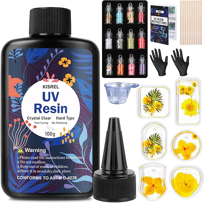 KISREL UV Resin Jewelry Making Kit - 100g Crystal Clear UV Resin and Jewelry by KISREL