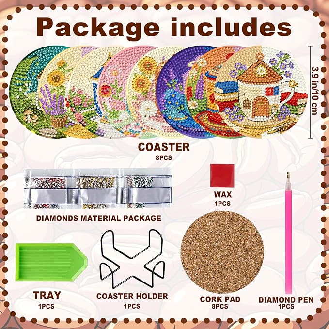 8-Pack Diamond Art Coaster Kit - Image 6