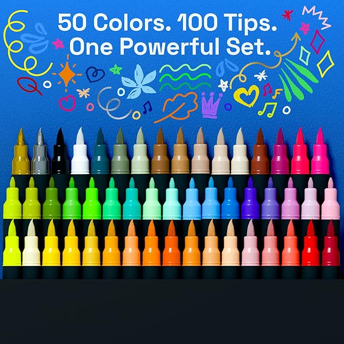 ARTISTRO Acrylic Glass Markers for Wine Glasses and Drinkware, Vibrant Dual Tip - Image 2