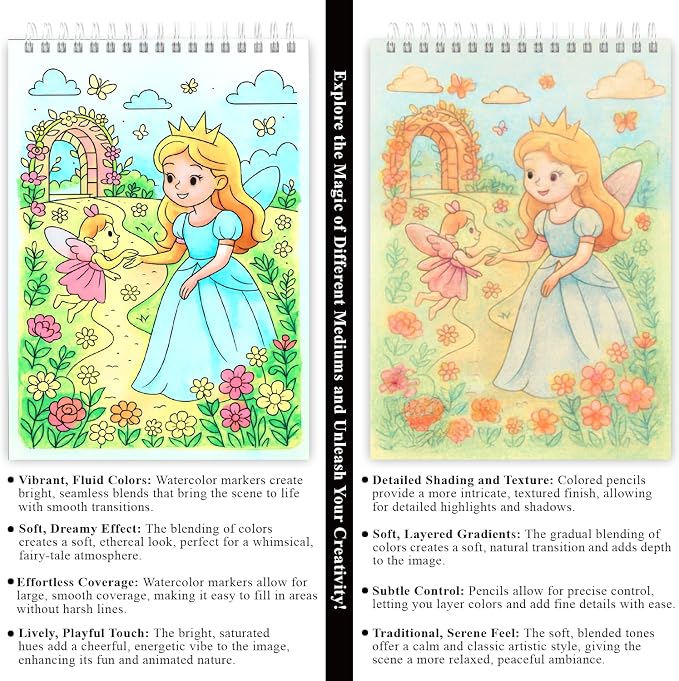 Fuxi Coloring Books for Ages 8-12 Girls, 50 Sheets Blank Paper Drawing Pad + 50 - Image 5