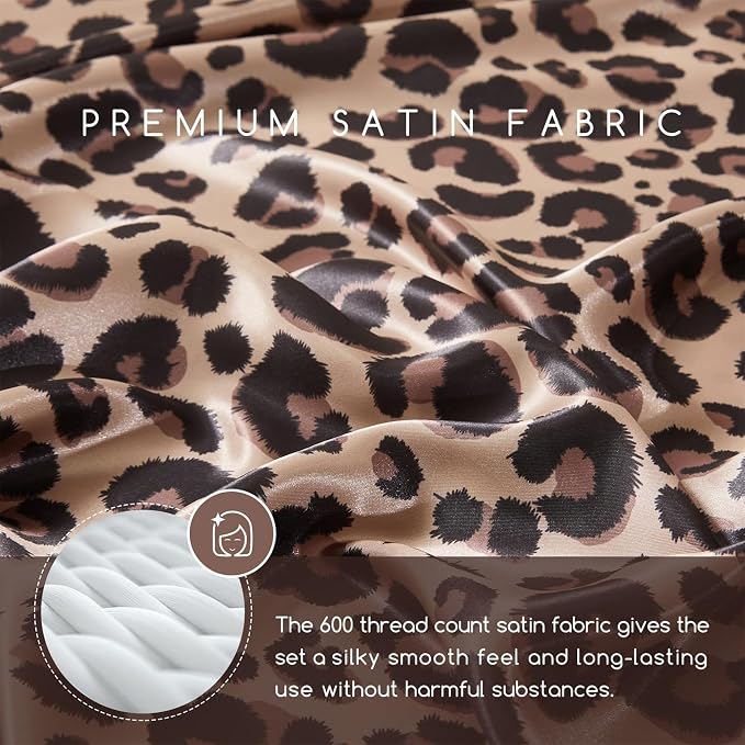 MR&HM Satin Bed Sheets with Elastic Corner Straps, Queen Size Sheets Set - Image 3