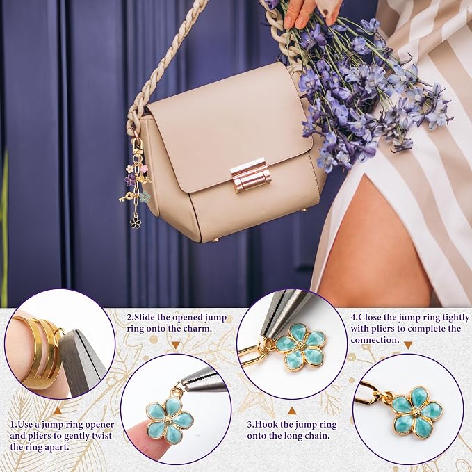 HOMAR 348Pcs DIY Keychain Making Bag Charm Jewelry Chain Making 70 Flower - Image 3