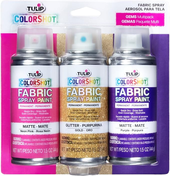 TULIP ColorShot Fabric Spray Paint, 3 Pack Jewel Tone Gem Colors Neon Pink by Tulip