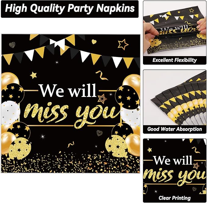 50 Guests We Will Miss You Plates and Napkins Party Supplies Farewell Party - Image 4