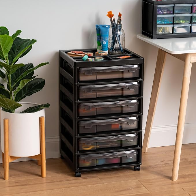 IRIS USA Fits 12" x 12" Paper, 6-Tier Scrapbook Rolling Storage Cart - Image 2
