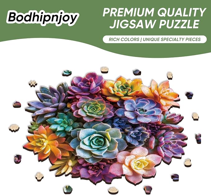 Bodhipnjoy Wooden Puzzles for Adults, Flower Succulent Jigsaw Puzzle- 5mm - Image 5