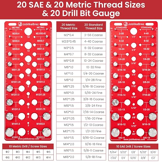 Thread Checker, 60 Nut and Bolt Thread Checker, 20 Standard & 20 Metric & 20 - Image 2